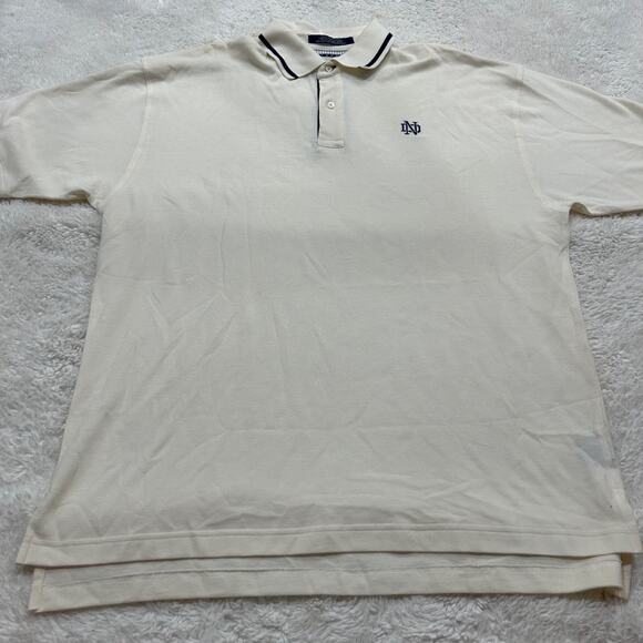 Vintage Tommy Hilfiger Golf Men Notre Dame Monagrammed 100% Cotton Cream XL Polo - Picture 2 of 7